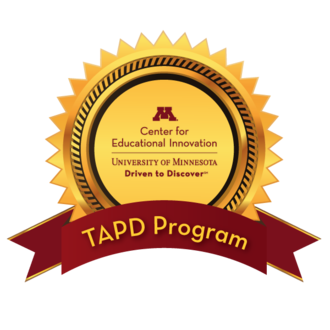 Badge indicating it is from Center for Educational Innovation for the TAPD Program Badge